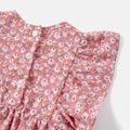 Mommy and Me Allover Floral Print Off Shoulder Short-sleeve Dresses Pink image 3