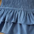Baby Girl 95% Cotton Denim Shirred Layered Strap Dress DENIMBLUE image 4