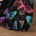 3pcs Baby Girl 100% Cotton Off Shoulder Puff-sleeve Bow Front Shirred Top and Allover Butterfly Print Shorts & Headband Set Colorful image 5