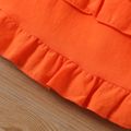 Baby Girl 100% Cotton Solid One Shoulder Flare-sleeve Belted Layered Ruffled Dress orangered image 5