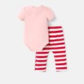 Harry Potter Baby/Toddler Girl 2pcs Puff Sleeve Cotton Romper and Stripe Leggings Set Pink image 2