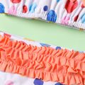 2pcs Toddler Girl Polka dots Bowknot Design Ruffled Swimsuit Deep Blue image 4