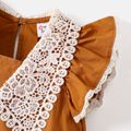 Baby Girl 100% Cotton Lace Collar Flutter-sleeve Romper Reddishbrown image 5