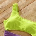 Family Matching Fluorescent Colorblock One Shoulder Cut Out One-piece Swimsuit or Graphic Swim Trunks Shorts ColorBlock image 4
