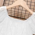 Kid Girl Floral Panel Belted Schiffy Romper White image 4