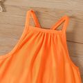 Toddler Girl/Boy Solid Color Cotton Sleeveless Jumsuits Orange image 4