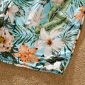 Family Matching Solid & Floral Print Spliced Crisscross Cut Out One-piece Swimsuit or Swim Trunks Shorts Blue image 5