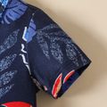 Baby Boy Bow Tie Decor Allover Palm Leaf Print Short-sleeve Naia™ Romper DeepBlue image 4