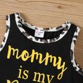 2pcs Toddler Girl Letter Leopard Print Tank Top and Elasticized Shorts Set Black image 4