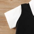 2pcs Toddler Boy 100% Cotton Preppy Style Plaid Patch Pocket Colorblock Shirt and Shorts Set Black image 4