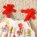 2pcs Toddler Girl Floral Print Bowknot Design Camisole and Elasticized Shorts Set Creamcolored image 4