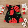 Baby Girl Girl Strawberry Print Flutter-sleeve Dress Red image 2