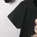 2pcs Kid Boy Little Bear Embroidered Short-sleeve Tee and Plaid Shorts Set Black image 4
