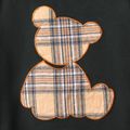 2pcs Kid Boy Little Bear Embroidered Short-sleeve Tee and Plaid Shorts Set Black image 3