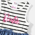 Barbie Mommy and Me Letter Graphic Cotton Striped Spliced Tank Dresses BLUE WHITE image 4