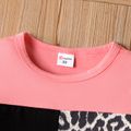 2 Stück Kleinkinder Mädchen Stoffnähte Lässig Leopardenmuster T-Shirt-Sets rosa image 3