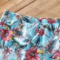 Family Matching Solid & Floral Print Knot Front Deep V Neck Ruffled One-piece Swimsuit or Swim Trunks Shorts Blue image 3