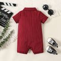 Valentine's Day Baby Boy Bow Tie Decor Red Striped Short-sleeve Romper Red image 2