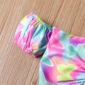 3Pcs Toddler Girl Headband & Colorful Butterfly Print Off-Shoulder Top and Skirt Set Colorful image 4