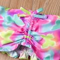 3Pcs Toddler Girl Headband & Colorful Butterfly Print Off-Shoulder Top and Skirt Set Colorful image 3