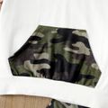 2pcs Toddler Boy Pocket Design Hooded Tee and Camouflage Print Shorts Set White image 3