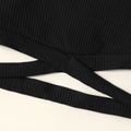 2pcs Kid Girl Cotton Crisscross Camisole and Elasticized Shorts Set Black image 3