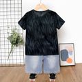 Kid Boy Animal Lion Print Short-sleeve Black Tee / Ripped Denim Shorts Black image 5