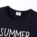 2pcs Toddler Boy Letter Print Short-sleeve Tee and Leaf Print Shorts Set Tibetan blue image 3