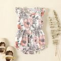 Baby Girl Floral Print Flutter-sleeve Naia™ Romper Pink image 1