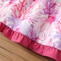 2pcs Baby Girl Allover Floral Print Ruffle Hem Cami Dress & Headband Set Colorful image 4