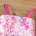 2pcs Baby Girl Allover Floral Print Ruffle Hem Cami Dress & Headband Set Colorful image 3