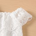 2pcs Baby Girl Solid Off Shoulder Lace Top and Shorts Set White image 3