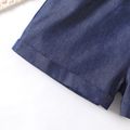 Kid Girl Blue Sleeveless Belted Shirt Romper Blue image 5