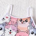 Kid Girl Cute Cat Print Camisole and Shorts Set Pink image 3