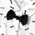 2pcs Kid Boy Allover Print Short-sleeve Bow Tie Shirt and Black Shorts Set Black image 3