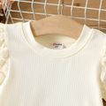 Toddler Girl Puff Sleeve Solid Ribbed Dress Apricot image 3