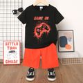 2pcs Kid Boy Game Print Short-sleeve Tee and Solid Shorts Set Orange image 1