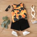 2pcs Baby Boy Letter Print Naia™ Tank Top and Cotton Shorts Set Orange image 2