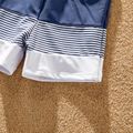 Family Matching Pinstriped One-piece Swimsuit and Colorblock Swim Trunks Shorts Blue grey image 5
