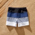 Family Matching Pinstriped One-piece Swimsuit and Colorblock Swim Trunks Shorts Blue grey image 3