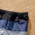 Family Matching Pinstriped One-piece Swimsuit and Colorblock Swim Trunks Shorts Blue grey image 4