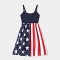 Independence Day Family Matching Stars & Striped Print Spliced Cami Dresses and Short-sleeve T-shirts Sets ColorBlock image 4