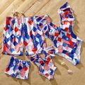 Independence Day Family Matching Allover Geo Print Twist Knot Cut Out Ruffle-sleeve One-piece Swimsuit or Swim Trunks Shorts Colorful image 1