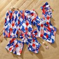 Independence Day Family Matching Allover Geo Print Twist Knot Cut Out Ruffle-sleeve One-piece Swimsuit or Swim Trunks Shorts Colorful image 2