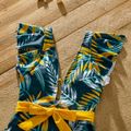 Family Matching Allover Plant Print Flutter-sleeve Deep V Neck Belted One-piece Swimsuit or Swim Trunks Shorts Green image 4