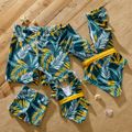 Family Matching Allover Plant Print Flutter-sleeve Deep V Neck Belted One-piece Swimsuit or Swim Trunks Shorts Green image 2