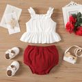 2pcs Baby Girl Solid Ruffled Tank Top and Shorts Set ColorBlock image 1