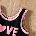 Toddler Girl Letter Print Cotton Combo Tank Romper Black image 3