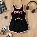 Toddler Girl Letter Print Cotton Combo Tank Romper Black image 1