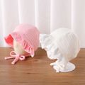 Baby / Toddler Ruffled Lace Up Cotton Hat Creamy White image 3